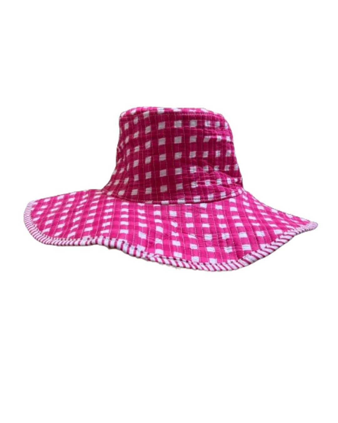 Gingham Block Print Bucket Hat
